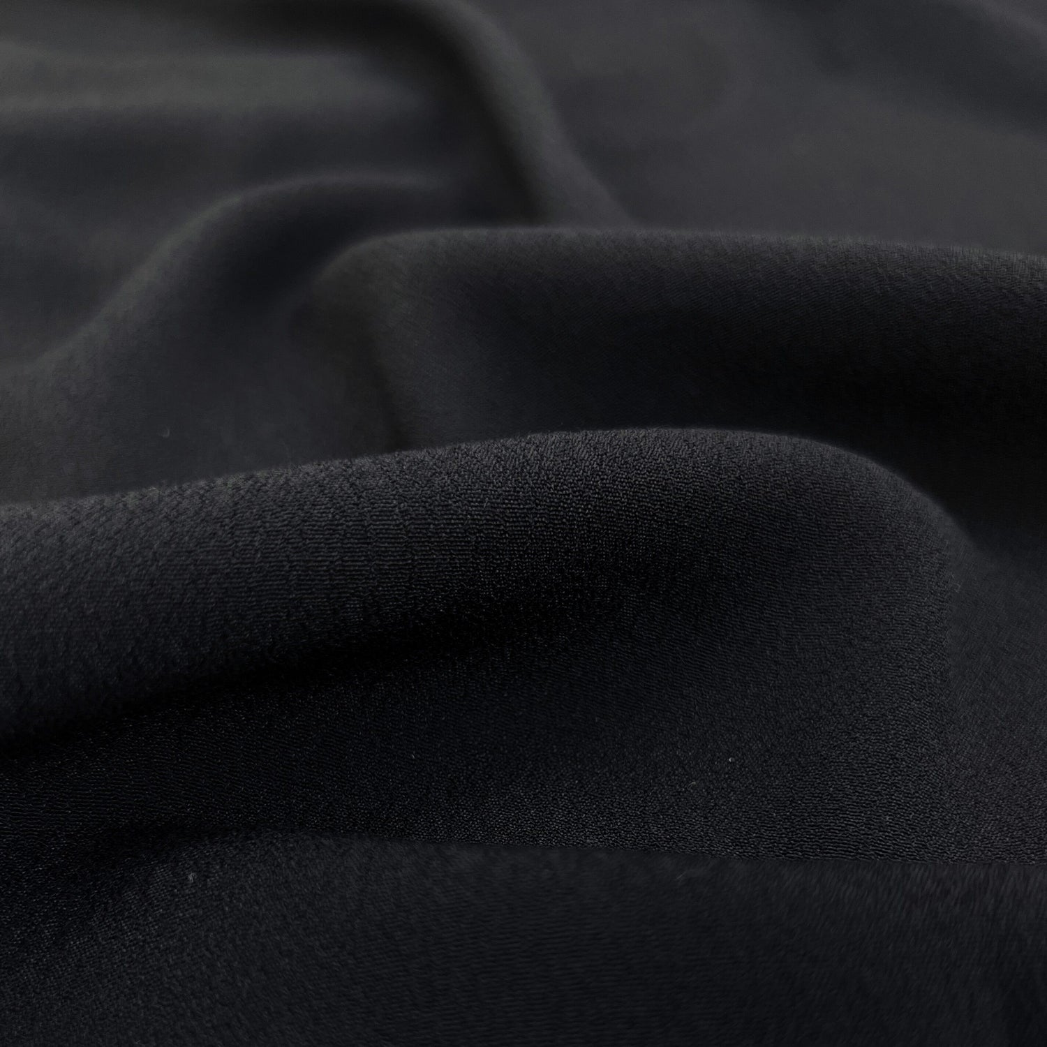 Gardinia Black Plain Lightweight Dressmaking Fabric Viscose Crepe Black