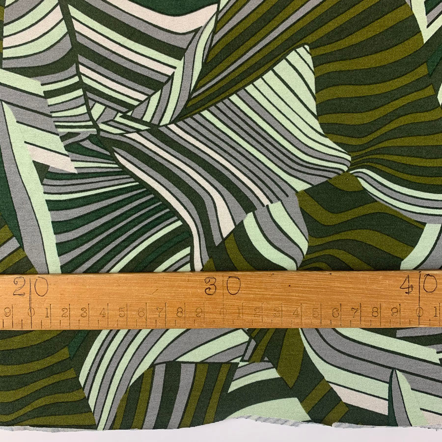 Geo Jane Stripe Viscose Jersey Green Ruler Shot