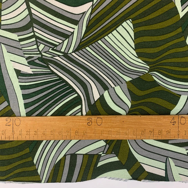Geo Jane Stripe Viscose Jersey Green Ruler Shot