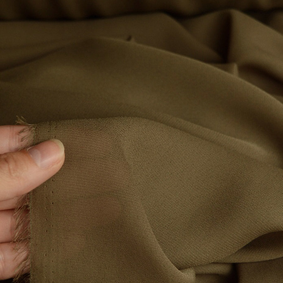 Georgette Dress Fabric Khaki Green Polyester Cu1