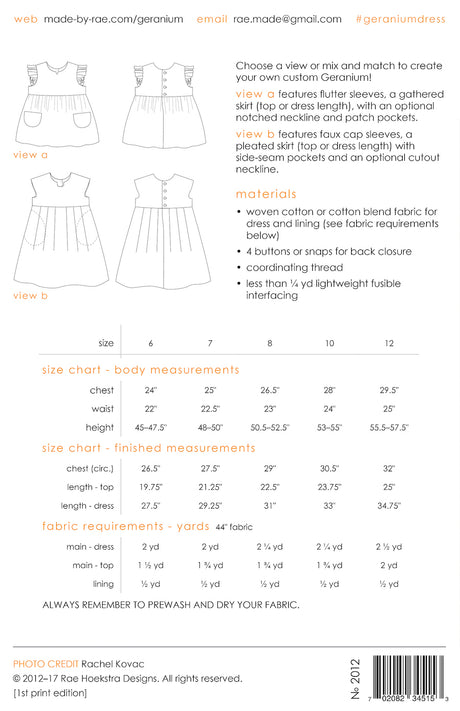 Geranium Childrens Dress Pattern By Made By Rae 6 12 Years Back