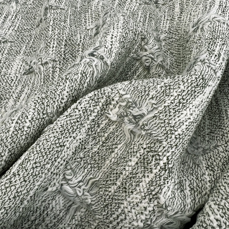 Get Plucked Green Polyester Cotton Elastane Jacquard Jersey Coating Fabric