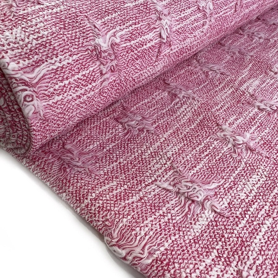 Get Plucked Pink Polyester Cotton Elastane Jacquard Jersey Coating Fabric Bolt