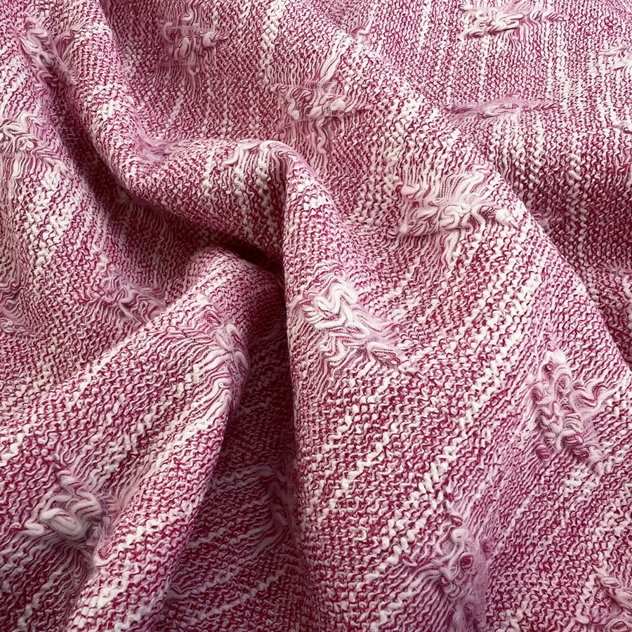 Get Plucked Pink Polyester Cotton Elastane Jacquard Jersey Coating Fabric