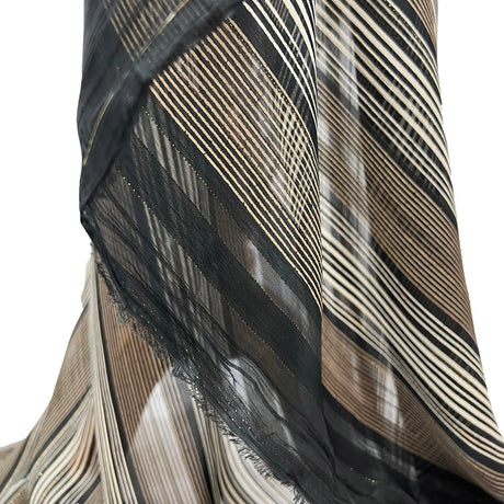 Gilded Cage Chiffon Gold Black Lurex Stripey Dressmaking Fabric Mannequin Drape