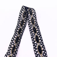 Crochet Lace Trim - Golden Eye - Black
