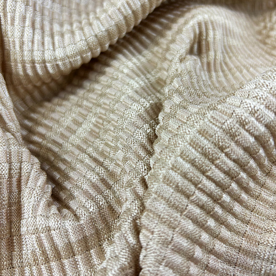 Gold Polyester Elastane Stretch Dress Fabric