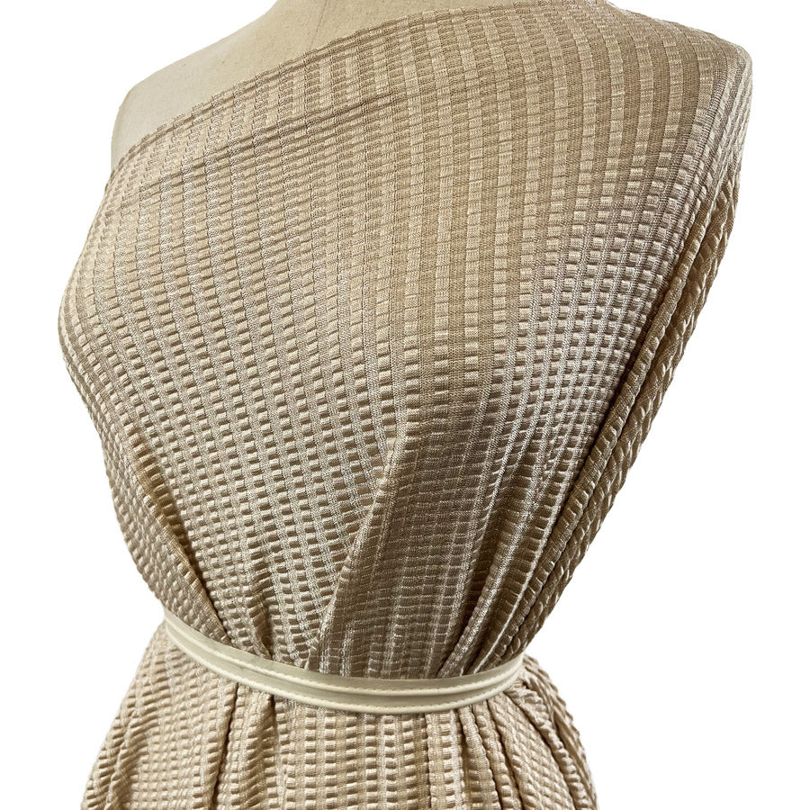 Gold Polyester Elastane Stretch Dress Fabric Side