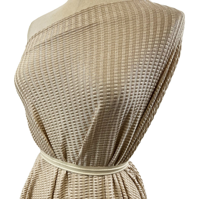 Gold Polyester Elastane Stretch Dress Fabric Side