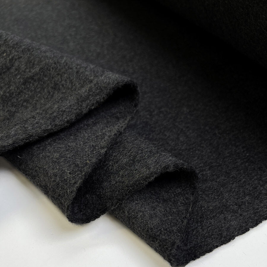 Good better best charcoal grey italian wool melton coating fabric fold