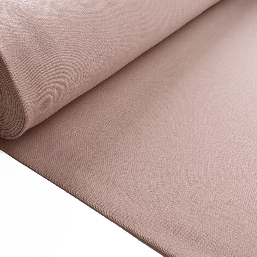 Gots Organic French Terry Dusty Pink Cotton Elastane Knitted Plain Jersey Fabric Bolt