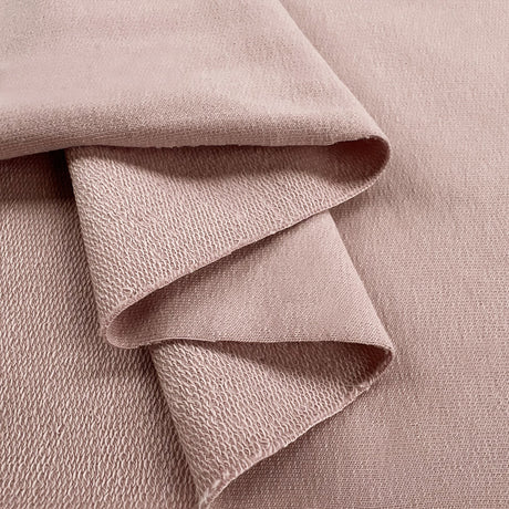 Gots Organic French Terry Dusty Pink Cotton Elastane Knitted Plain Jersey Fabric Fold