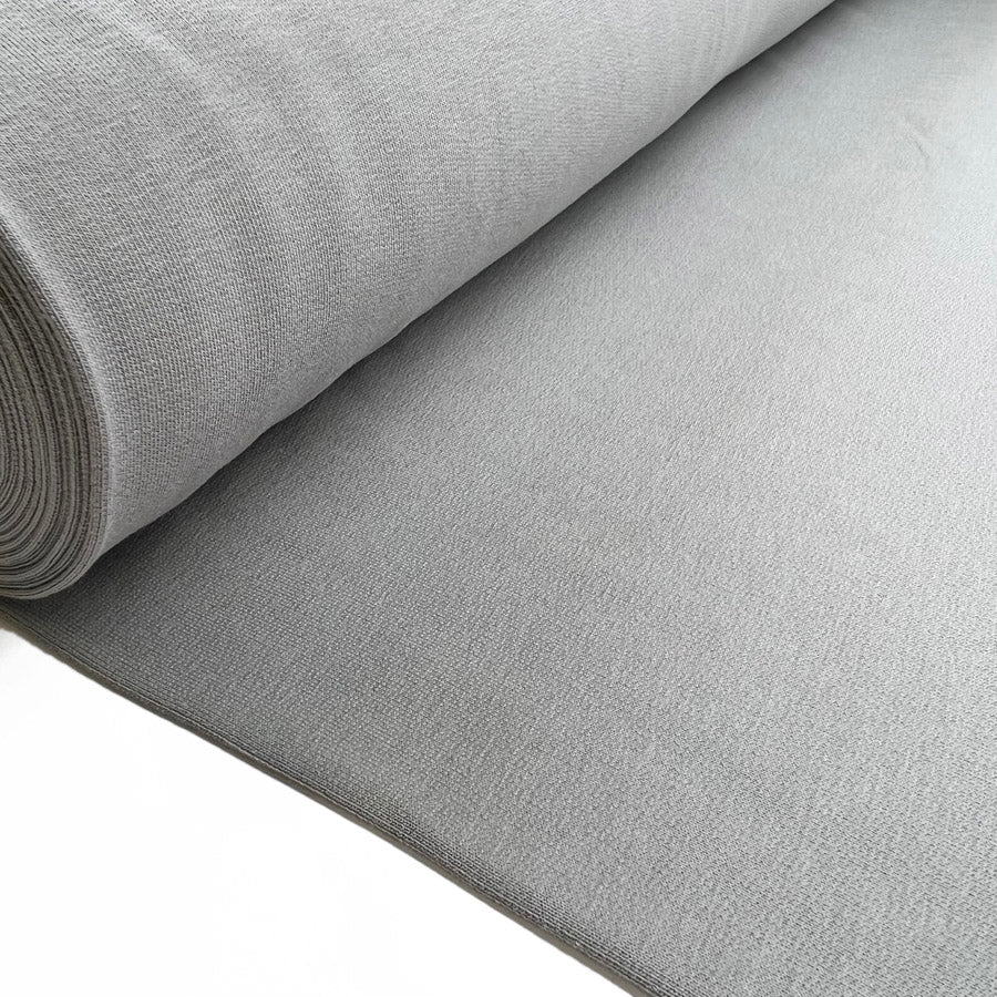 Gots Organic French Terry Grey Cotton Elastane Knitted Plain Jersey Fabric Bolt