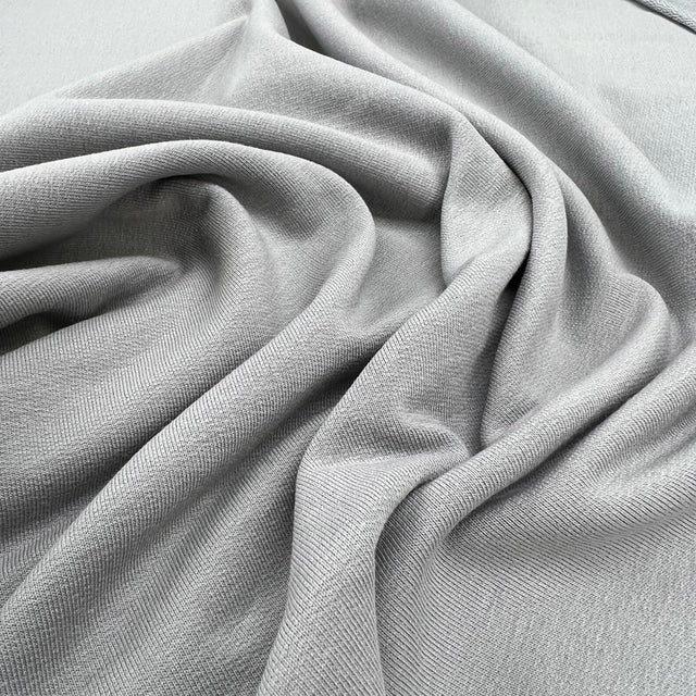 Gots Organic French Terry Grey Cotton Elastane Knitted Plain Jersey Fabric