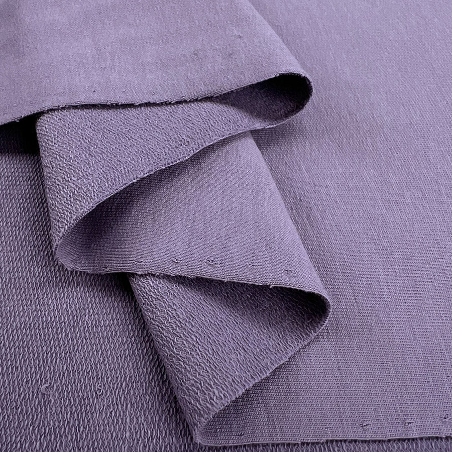 Gots Organic French Terry Lavender Cotton Elastane Knitted Plain Jersey Fabric Fold