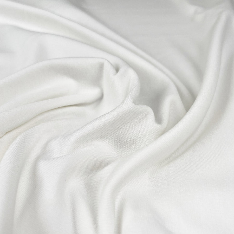 Gots Organic French Terry Soft White Cotton Elastane Knitted Plain Jersey Fabric