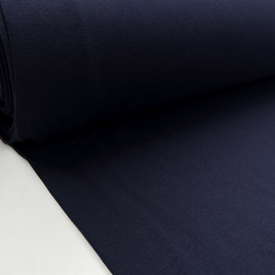 Gots Organic Jersey Navy Blue Plain Cotton Elastane Knit Jersey Fabric Bolt