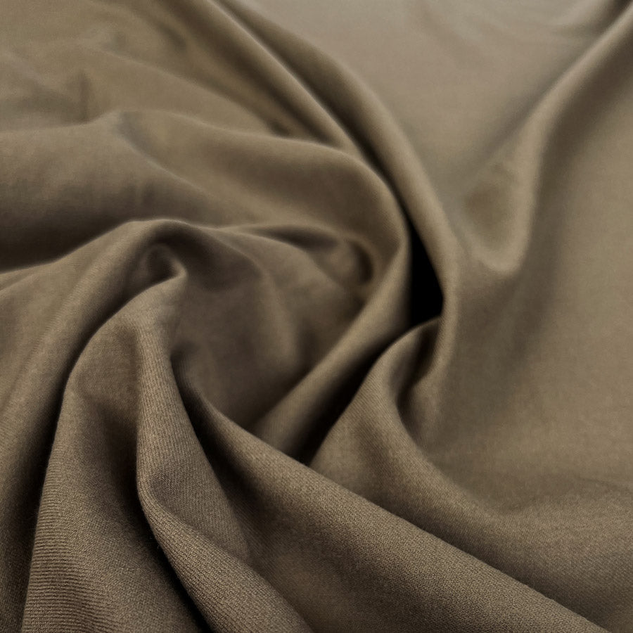Grace Wool Polyester Elastane Stretch Suiting Brown Woven Fabric