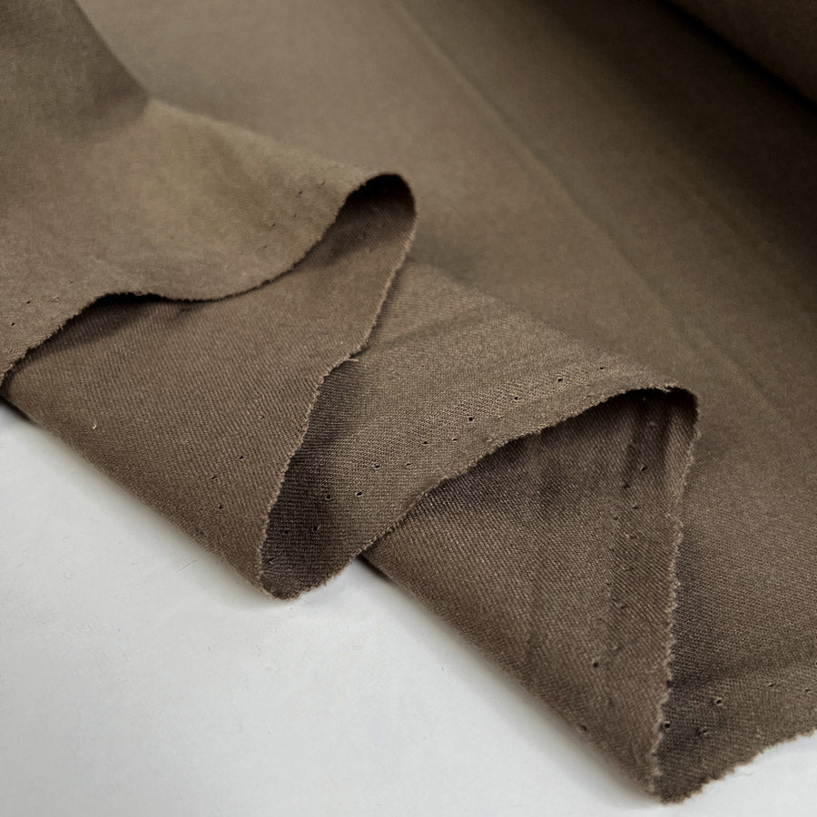 Grace Wool Polyester Elastane Stretch Suiting Brown Woven Fabric Fold
