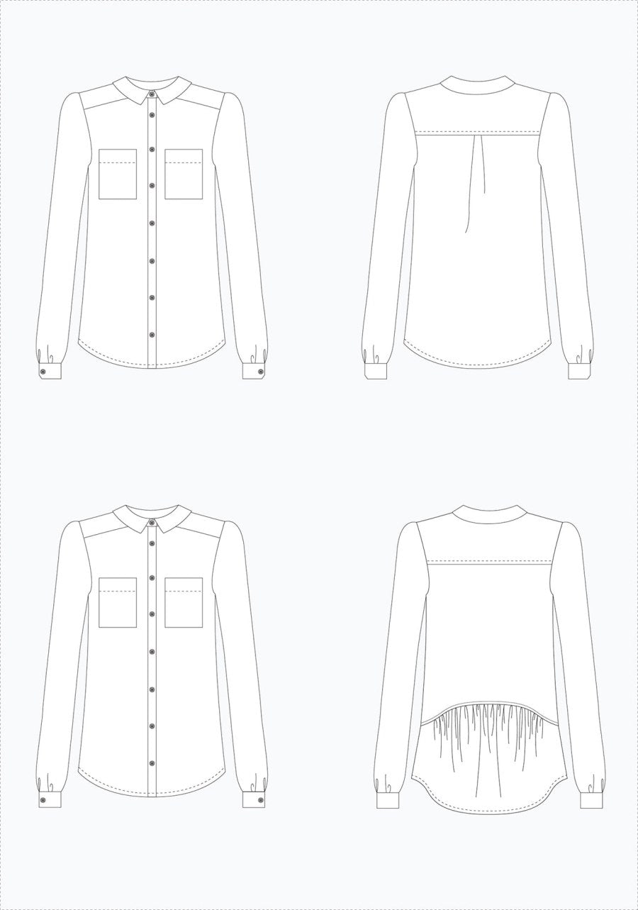 Grainline studio archer button up shirt sizes 0 18 sketch