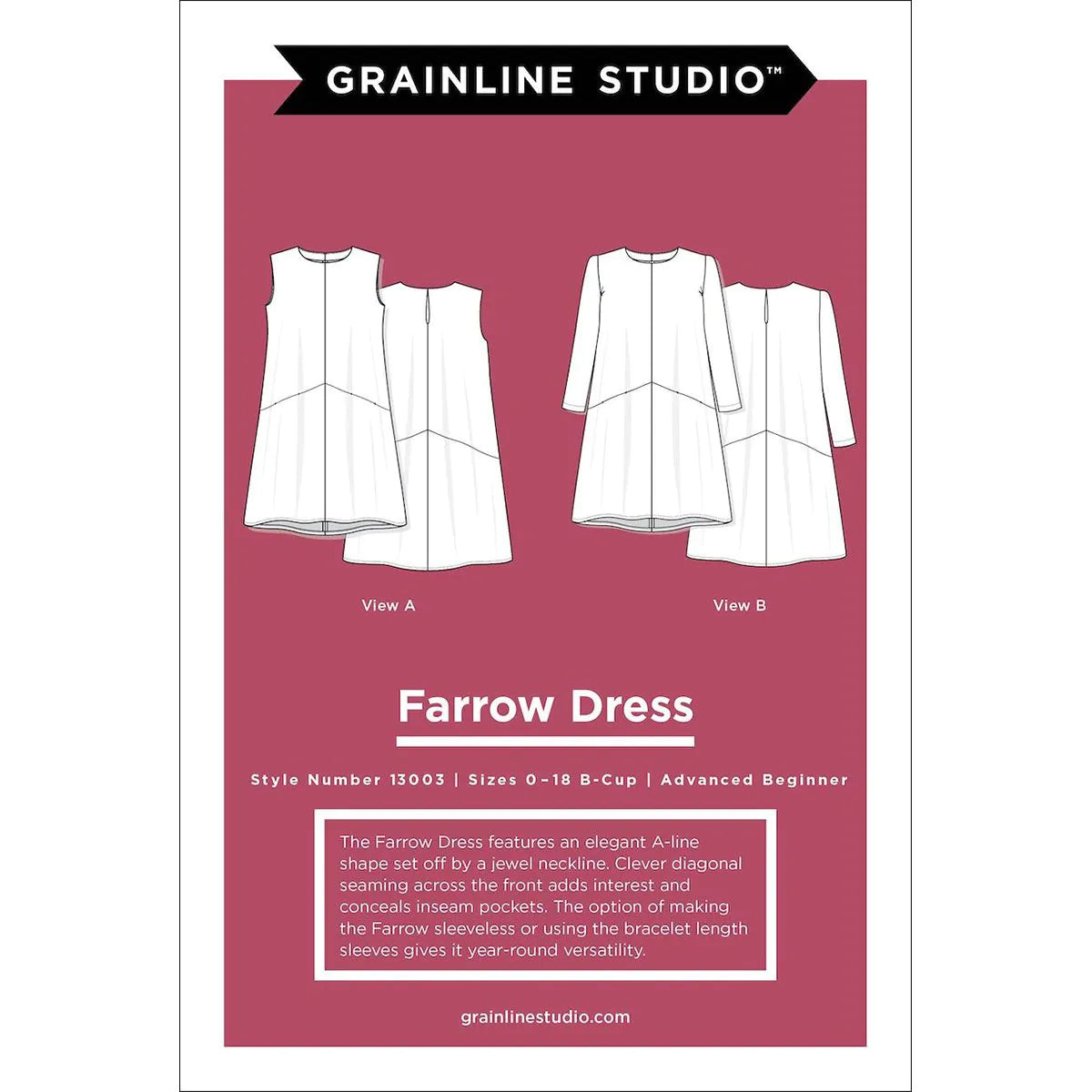Grainline Studio Farrow Dress Pattern Us 0 18 Cover