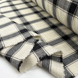 Grande check cream black wool italian suiting fabric fold