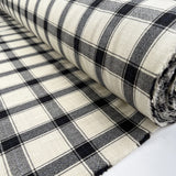 Grande check cream black wool italian suiting fabric roll