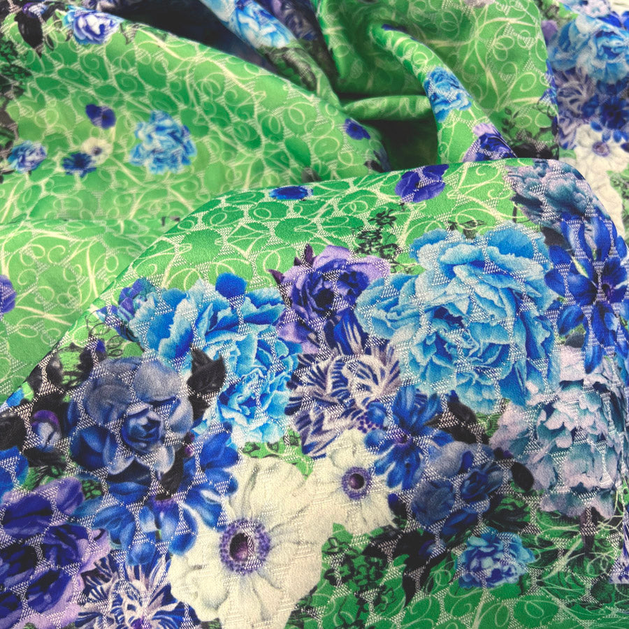 Green Blue Floral Cotton Fabric Both Sides Now