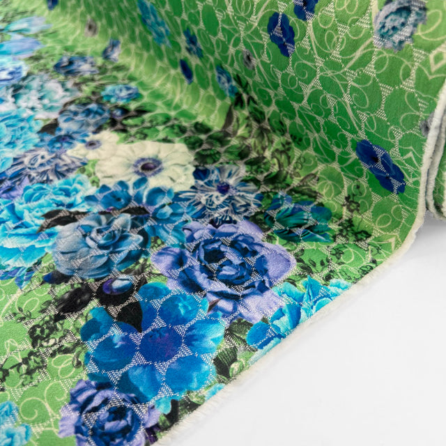 Green Blue Floral Cotton Fabric Both Sides Now Roll