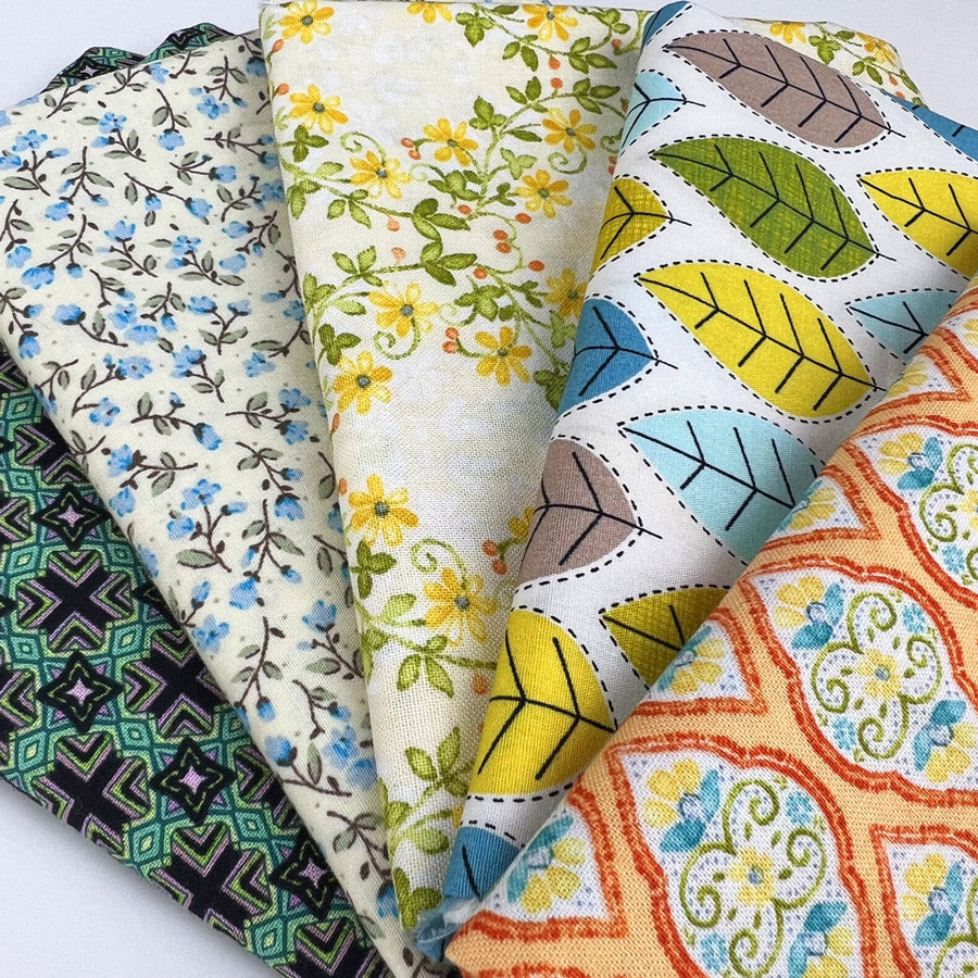 Green Orange Yellow Mix Fat Quarter Craft Cotton Bundle Example