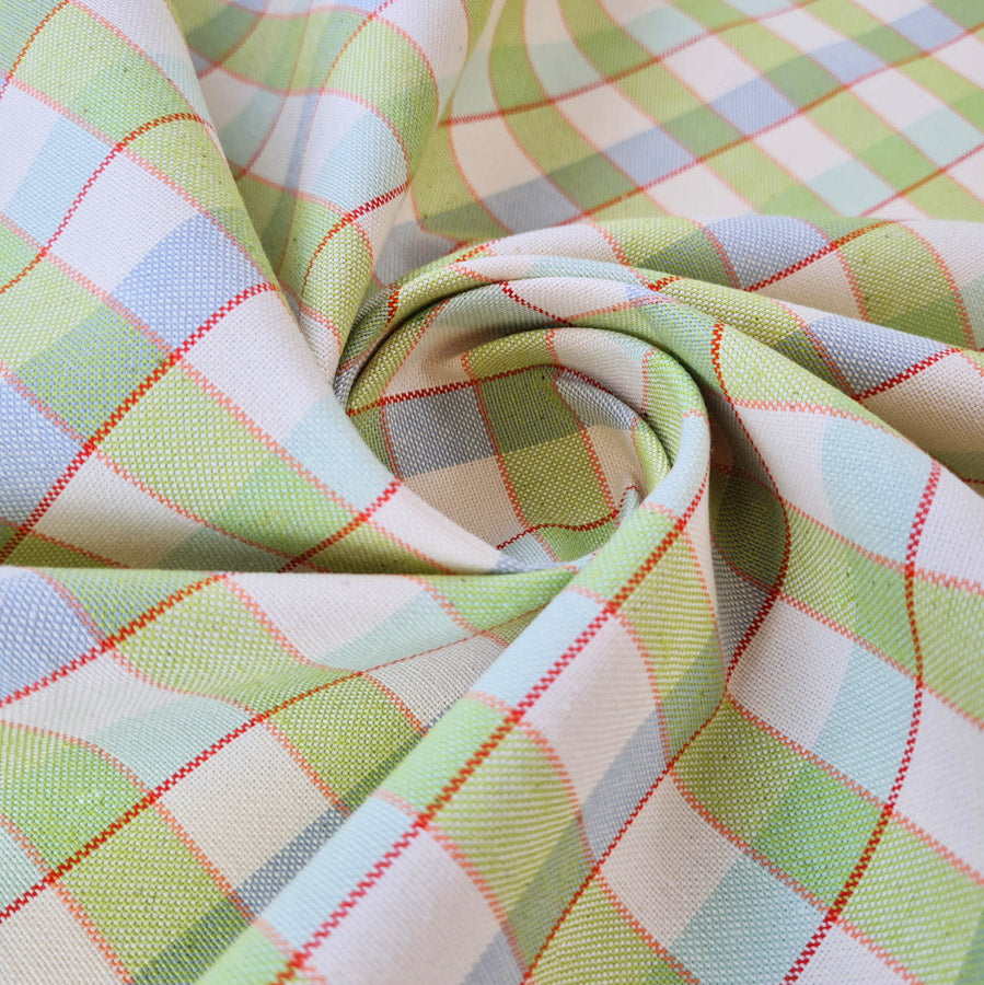 Green White Blue Red Check Cotton Shirting Joy Of Spring Twist