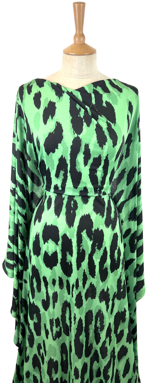 Green White Polyester Jersey Envy Dress