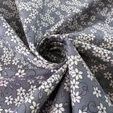 Grey Floral Cotton Dress Fabric  Poplin Print Jaslynn Grey Twist