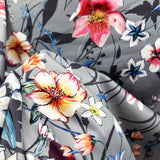 Grey Floral Scuba Jersey Fabric Gala Night