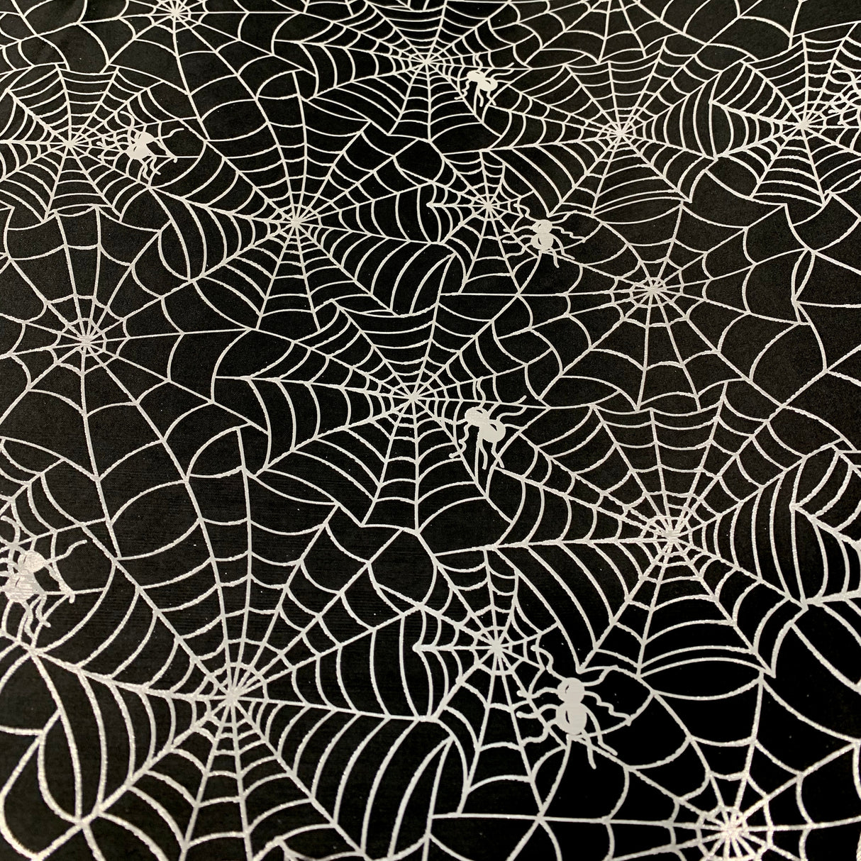 Halloween Web Black Silver Polyester Fabric S 2