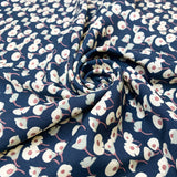 Hanakotoba  Japanese Floral Viscose Fabric Petrol Blue Twist