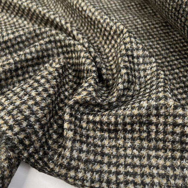 Hidden assets wool acrylic brown check brushed italian coating fabric cu