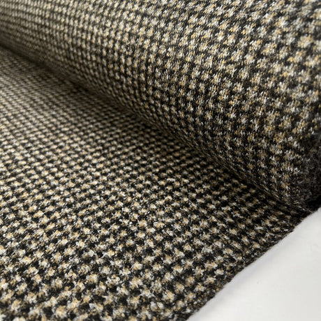 Hidden assets wool acrylic brown check brushed italian coating fabric roll