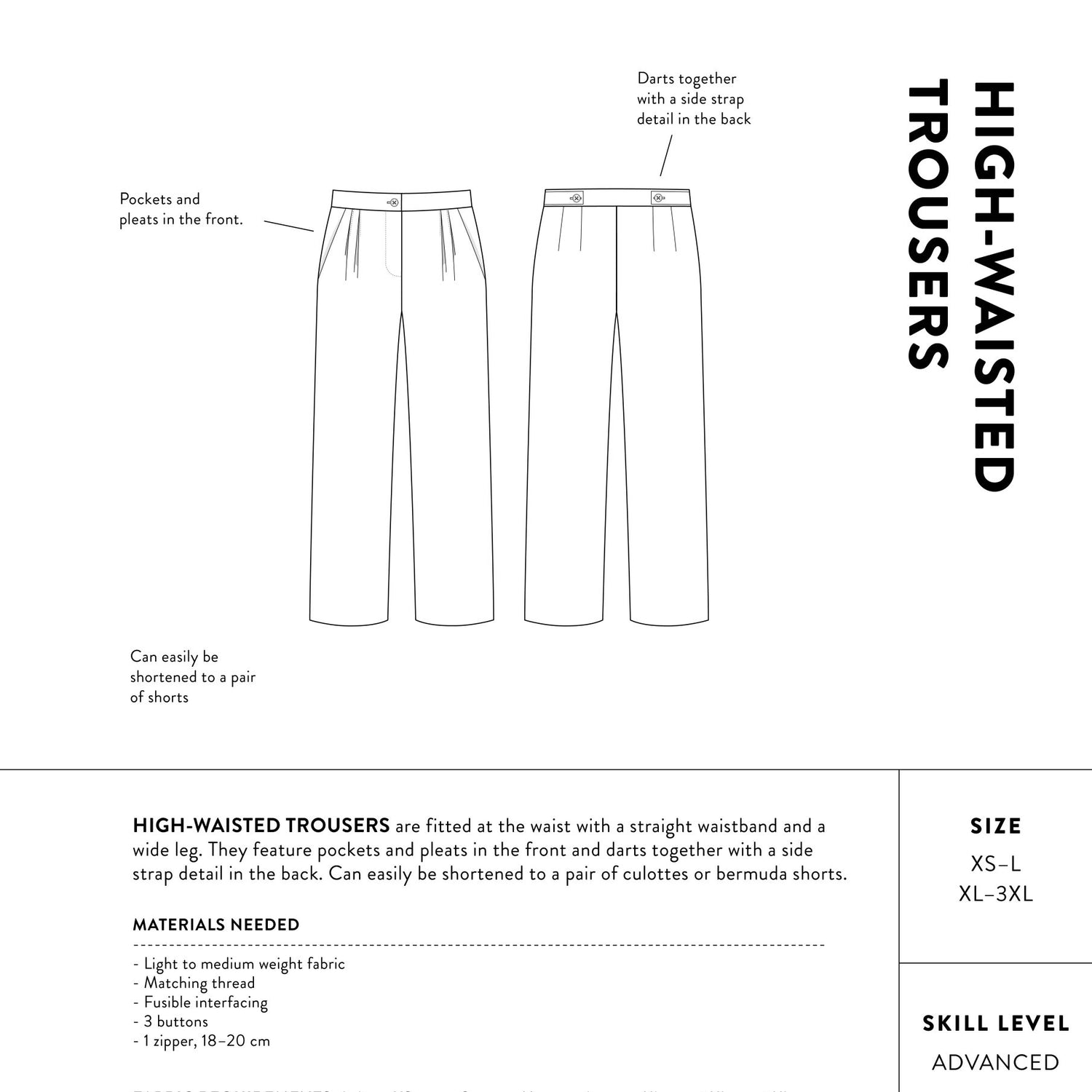 High Waisted Trousers Pattern The Assembly Line Back