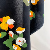 High Twist Viscose Challis Fabric Floral Pop Black Hang