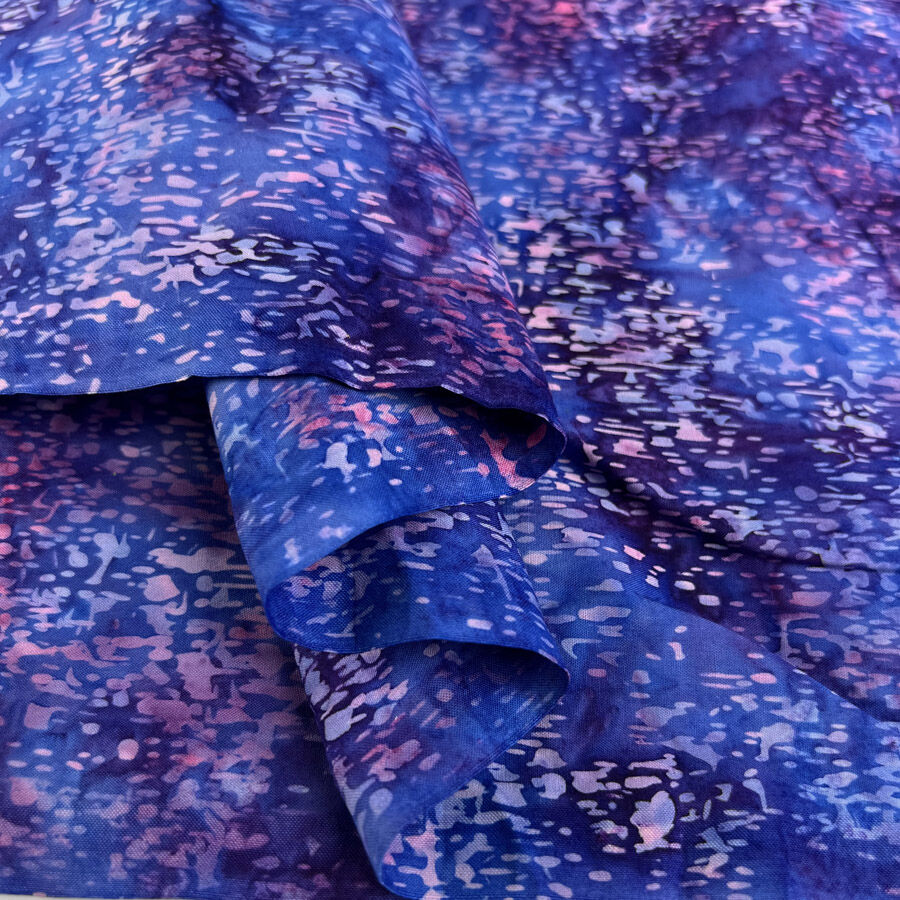 Hoffman Bali Cotton Lawn Blooms Blue Indonesian Abstract Fabric Fold