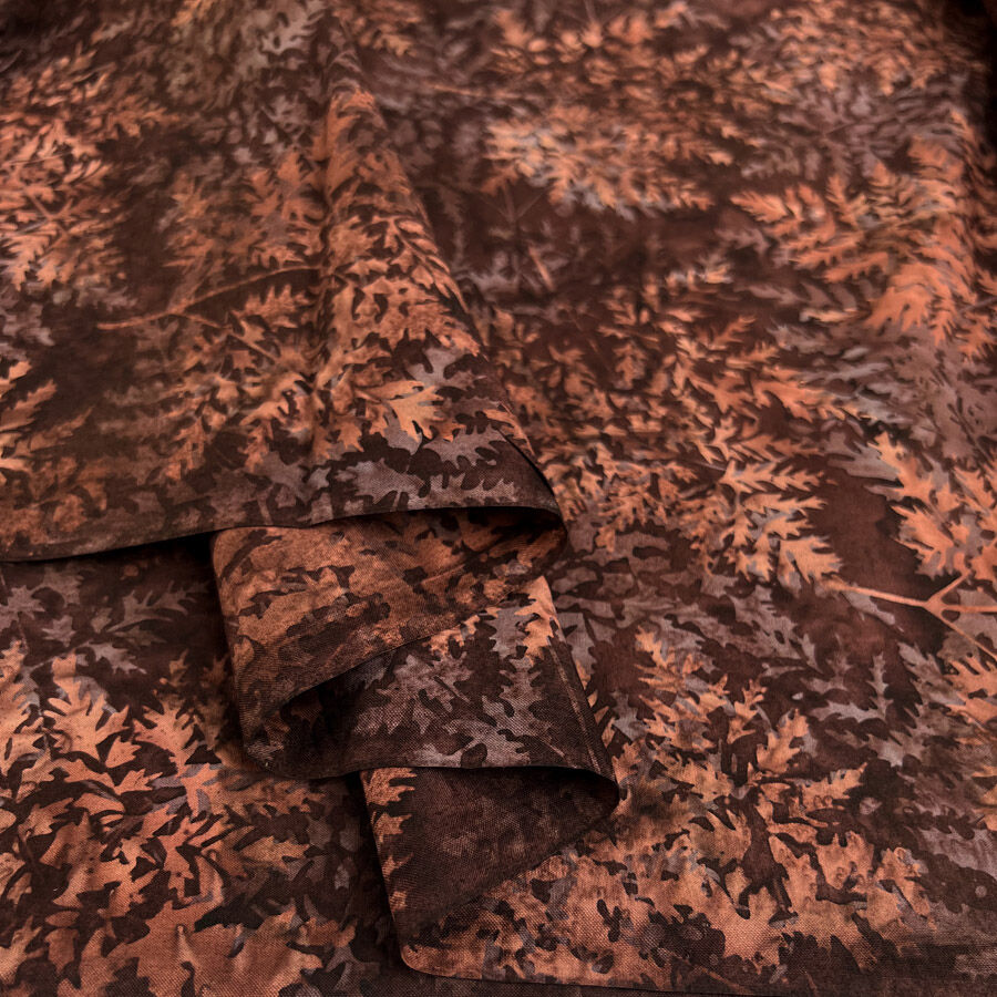 Hoffman Bali Cotton Lawn Brownie Indonesian Leaf Fabric Fold