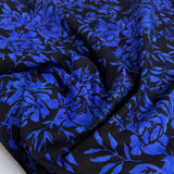 Hoffman Bali Cotton Lawn Cobalt Blue Black Indonesian Floral Fabric