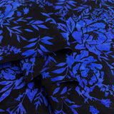 Hoffman Bali Cotton Lawn Cobalt Blue Black Indonesian Floral Fabric Fold