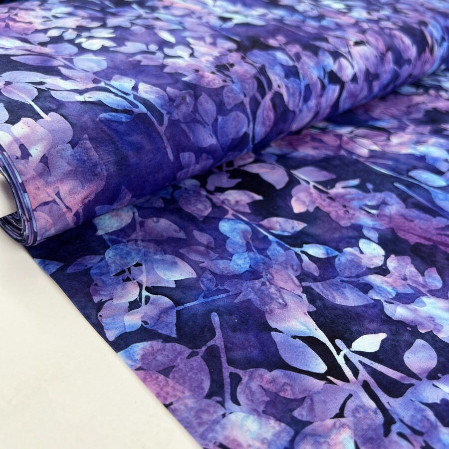 Hoffman Bali Cotton Lawn Julie Indonesian Blue Purple Floral Fabric Bolt