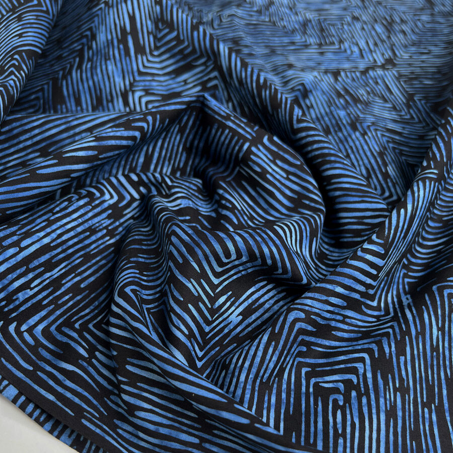 Hoffman Bali Cotton Lawn Liquorice Indonesian Black Blue Abstract Fabric