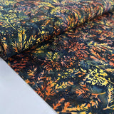 Hoffman Bali Cotton Lawn Midnight Indonesian Orange Black Floral Fabric Bolt