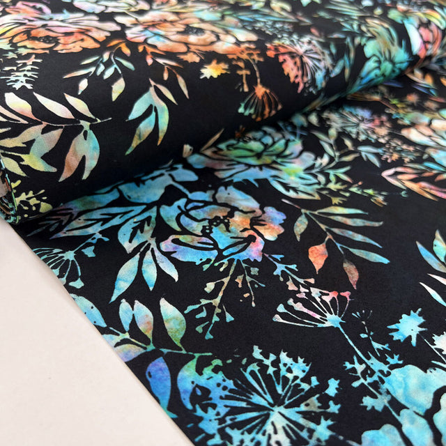Hoffman Bali Cotton Lawn Spectrum Black Multi Abstract Indonesian Fabric Bolt