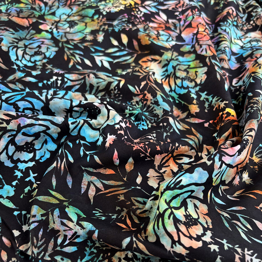 Hoffman Bali Cotton Lawn Spectrum Black Multi Abstract Indonesian Fabric