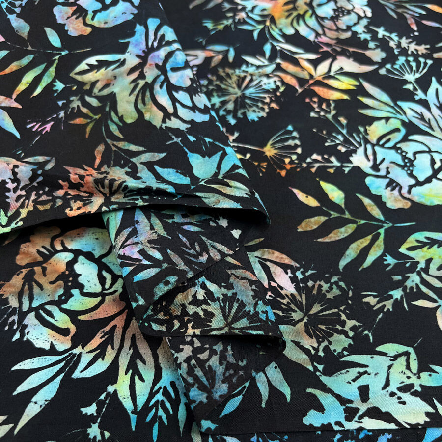 Hoffman Bali Cotton Lawn Spectrum Black Multi Abstract Indonesian Fabric Fold